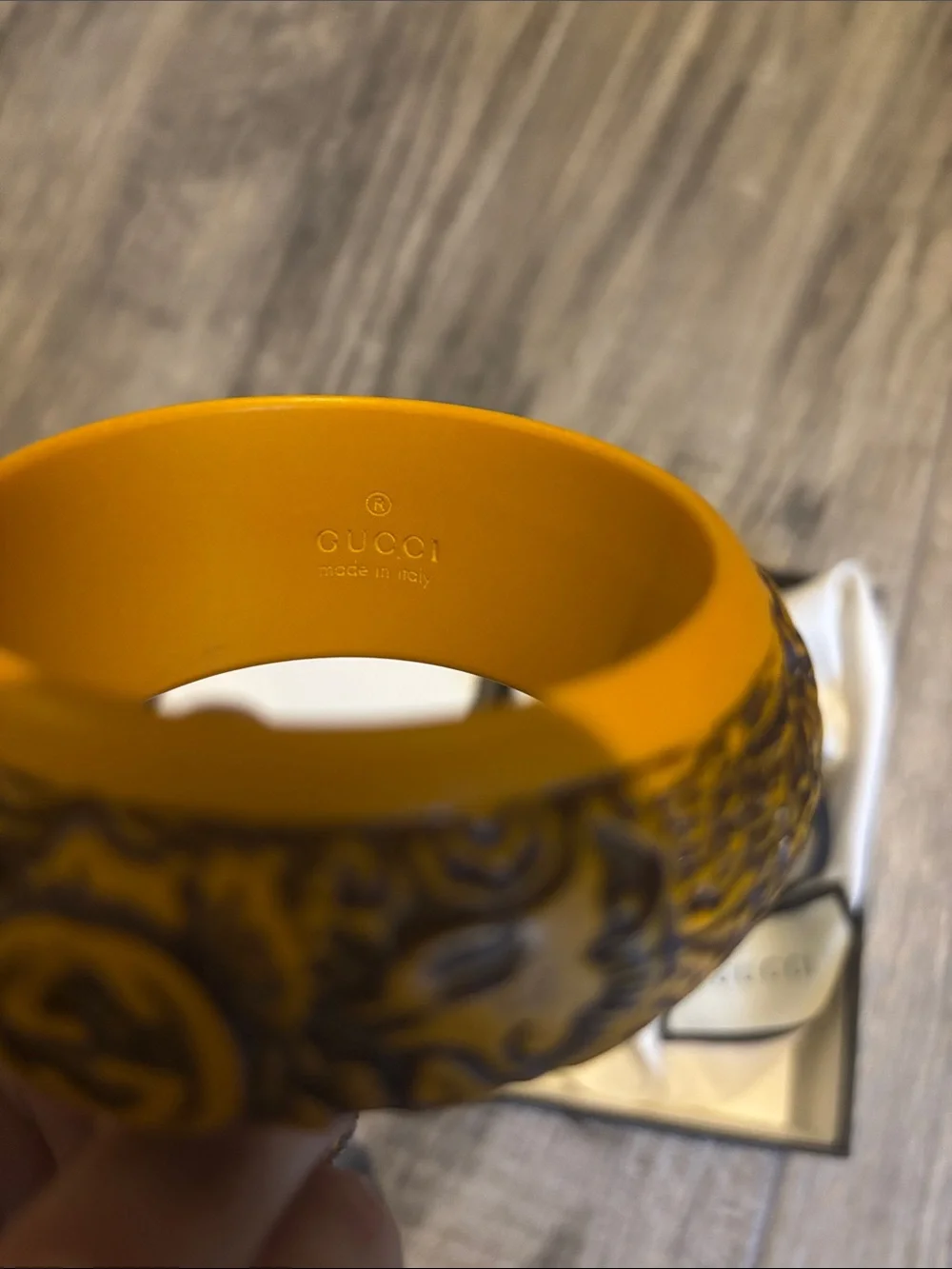 Gucci Yellow Carved Resin Bangle